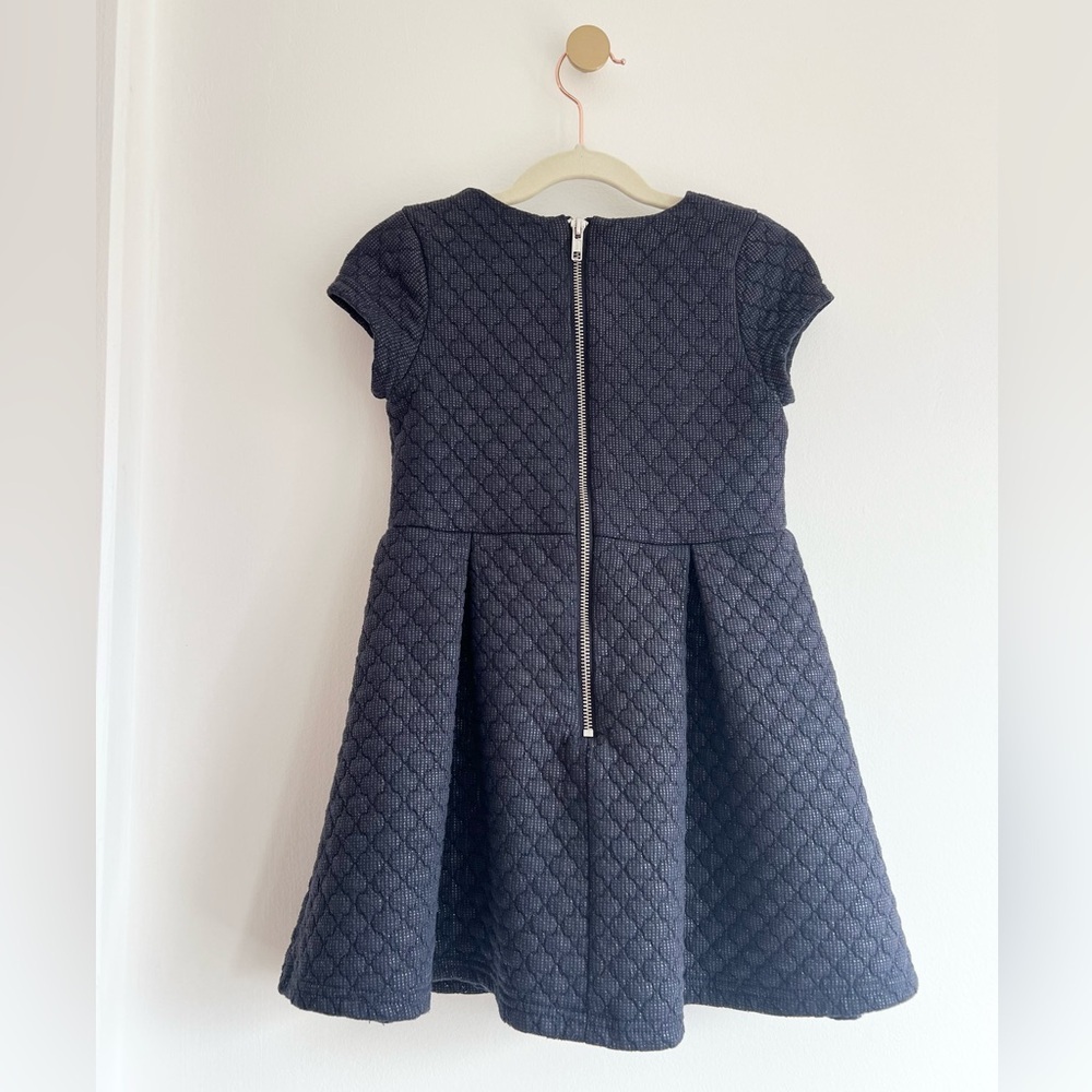 kidpik Navy Quilted Fit & Flare Skater Dress | Girls XS 5/6 - Picture 4 of 5